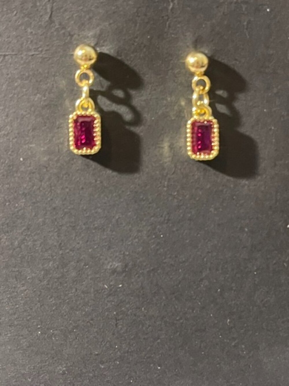 18KGP Ruby Birthstone Earrings Set New -Dainty and Stunning on a small stud